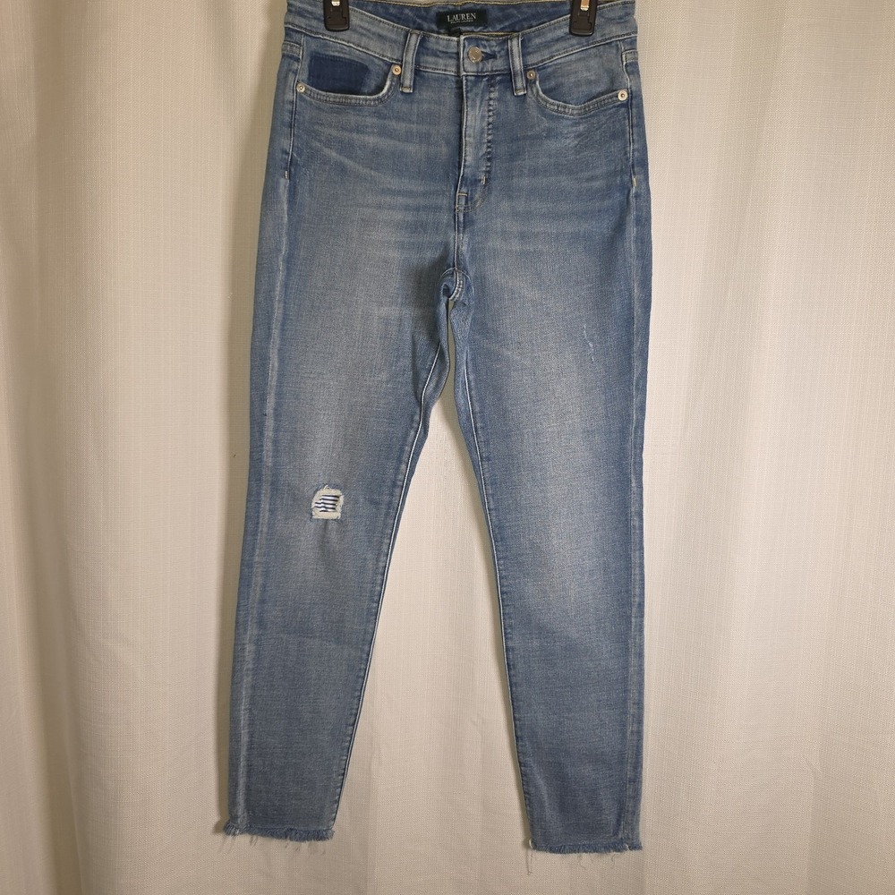 Lauren Ralph Lauren Classic Skinny Curvy Jeans Size 8 Blue Denim MidRise Preppy